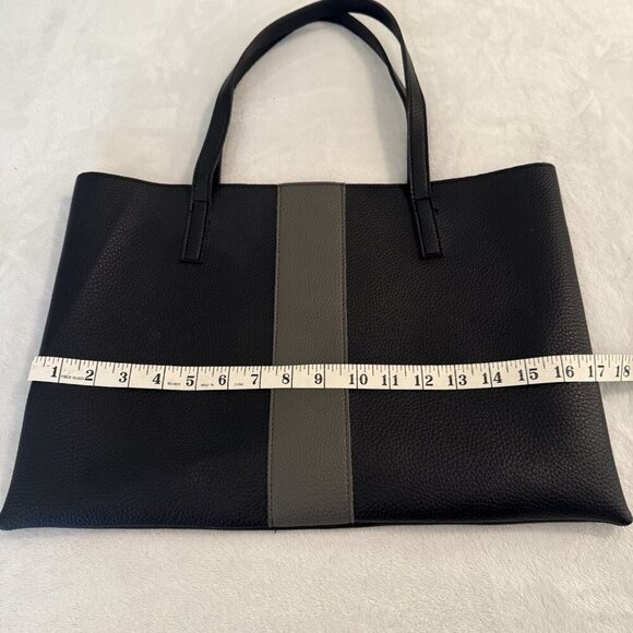 Vince Camuto Colorblock Black & Gray Pebbled Leather Tote Laptop Bag Purse - Picture 5 of 7